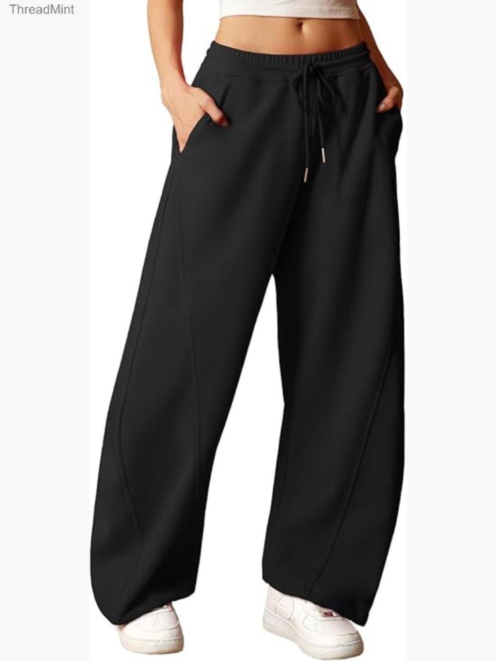 Y2K Wide Leg Sweatpants - High Elastic Waist Baggy Pants with Pockets &